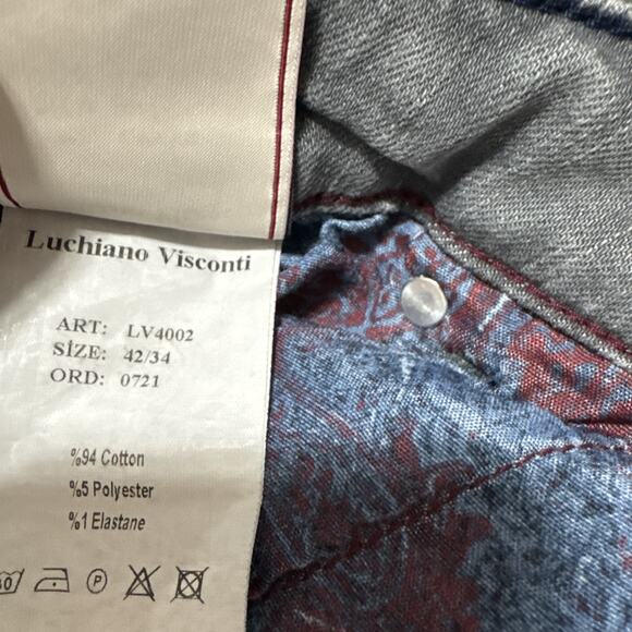 Luchiano Visconti Jeans Mens Favorite Modern Fit Slim 42x34 (41x30 actual) Gray - Picture 6 of 16